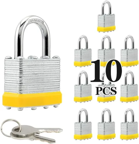 Miniatura 20 de ZonRo Candados con llave de acero laminado, cerraduras iguales con llave, 1-9/16 pulgadas de ancho, candados de grillete normal, paquete de 6, aro