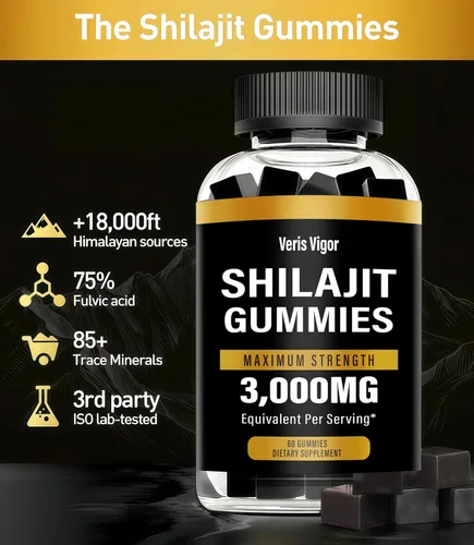Miniatura 3 de Shilajit - Gomitas de 3000 mg para hombres y mujeres, gomitas naturales puras del Himalaya Shilajit con ácido fúlvico, vegano, apoyo de energía