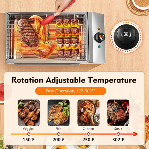 Miniatura 3 de Parrilla eléctrica de 1800 W para interiores, parrilla comercial portátil sin humo con control de temperatura, para barbacoa, restaurante