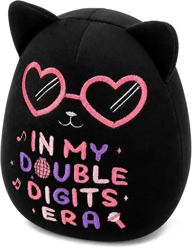 Miniatura 11 de Peluche de gato negro de 8 pulgadas con pastel, lindo regalo de cumpleaños negro para niñas, niños y gatos, decoración de la habitación del hogar