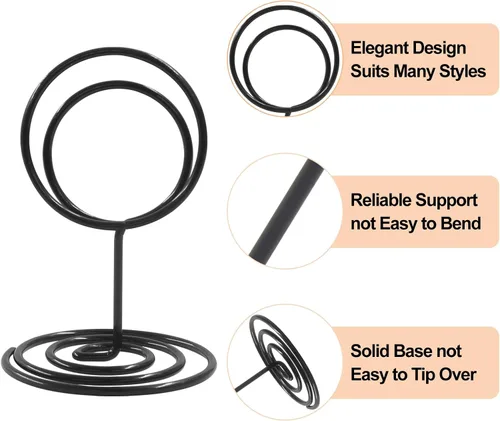 Miniatura 3 de 12 soportes para números de mesa, soporte de tarjeta de lugar negro de 2 pulgadas, soporte de metal para mesa de recepción de boda, soporte