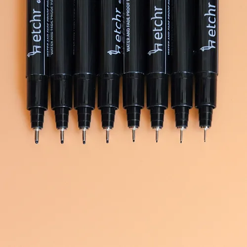 Miniatura 3 de ETCHR Juego de 16 bolígrafos gráficos negros, pigmento japonés impermeable y resistente a la decoloración, colección de bolígrafos gráficos negros