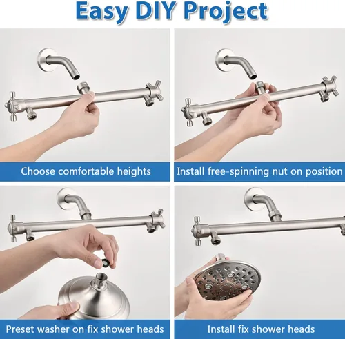 Miniatura 5 de Proox Cabezal de Ducha Doble con Válvula Integrada, Cabezal de Ducha Dual de Alta Presión con 6 Ajustes para Pareja en Baño con Camina o Individual