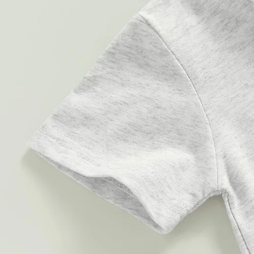 Miniatura 5 de Conjunto de camiseta de manga corta con estampado de vaca para bebé, pantalones cortos sólidos, ropa de verano