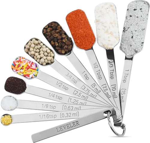 Miniatura 11 de Juego de tazas y cucharas medidoras de cobre, juego de tazas y cucharas medidoras de acero inoxidable, taza métrica y estadounidense 7 medida y 9