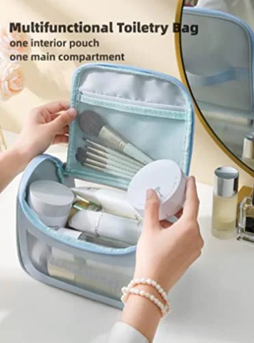 Miniatura 7 de LEJN Neceser Bolsa de viaje Bolsa de maquillaje resistente al agua Bolsa de cosméticos Organizador de viaje Contenedor de tamaño completo Artículos
