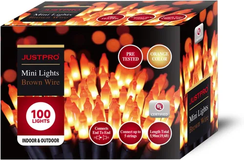 Miniatura 7 de 100 LUCES Naranja Extra-Brillantes con Conectores de Extremo, Luces Decorativas de Halloween, 5.98m, Mini Juego de Luces de Cadena Certificadas UL
