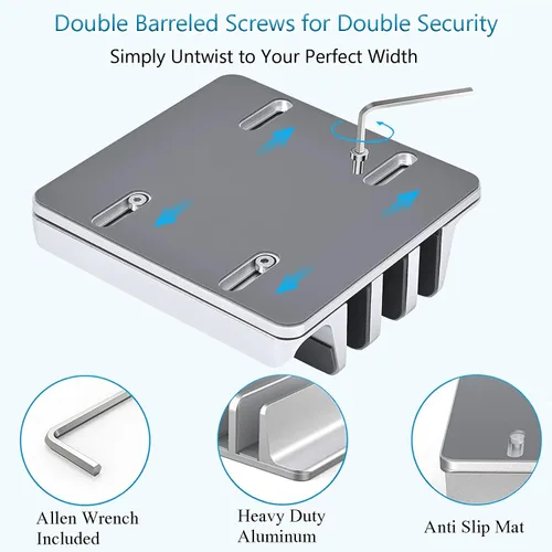 Miniatura 4 de Soporte vertical para laptop [versión actualizada], soporte de escritorio de 3 ranuras con base ajustable, diseño 4 en 1, soporte para computadora