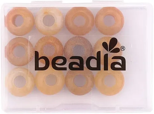 Miniatura 5 de BEADIA Cuentas de jade amarillo natural rondelle con orificio grande (5.5mm) cuentas sueltas semipreciosas para hacer joyas 0.55x0.295 pulgadas 12