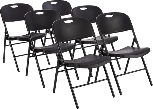 Miniatura 9 de Amazon Basics Silla Plegable Portátil Resistente de Plástico Plegable, Capacidad de 350 Libras, Negro, Paquete de 2