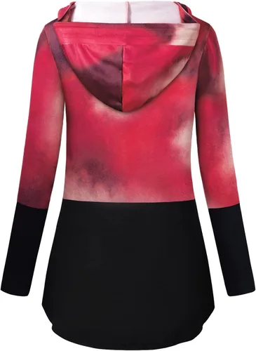 Miniatura 3 de QUINEE sudadera con capucha para mujer de manga larga a cuadros, bloque