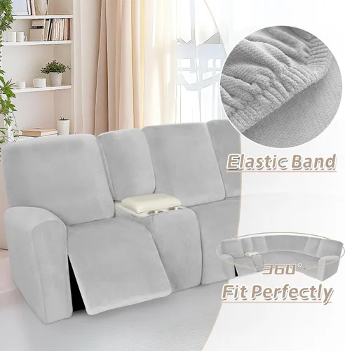 Miniatura 233 de Arfntevss Fundas de sofá seccional reclinable de terciopelo, Funda de sofá seccional de esquina para sofá reclinable, Funda elástica suave