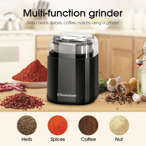 Miniatura 4 de Hermolante Molinillo de especias para hierbas, molinillo de hierbas de 200 W con hoja de acero inoxidable y cepillo de limpieza, molinillo eléctrico
