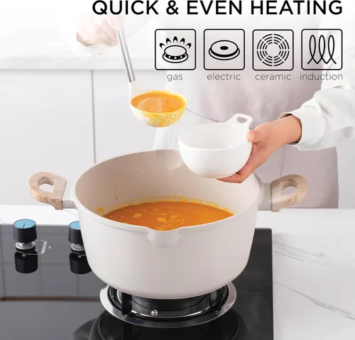 Miniatura 6 de Juego de utensilios de cocina antiadherentes de aluminio fundido Country Kitchen - Utensilios de cocina duraderos para cocina diaria, mango redondo