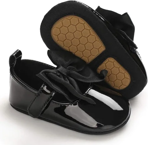 Miniatura 5 de WILLFUN Zapatos planos Mary Jane para bebés y niñas con lazo, vestido de princesa, zapatos de cuna, suela de goma suave antideslizante