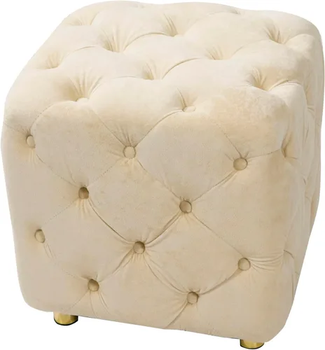 Miniatura 6 de Polibi Otomana cuadrada tapizada de terciopelo, moderna y suave, taburete de maquillaje, asiento cómodo para sala de estar, dormitorio, entrada