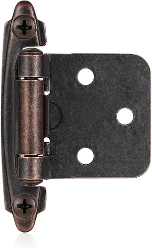 Miniatura 8 de 4 Pack (2 Pares) Bisagras de cierre automático de latón antiguo para puerta de gabinete de cocina, 1/2" de superposición (variable) Bisagras