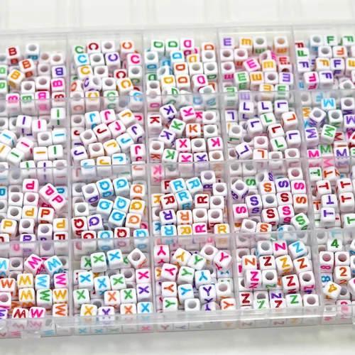 Miniatura 6 de Melius Cuentas de letras acrílicas negras con cuentas redondas negras y naranjas, 1450 cuentas redondas del alfabeto en caja de 28 cuadrículas