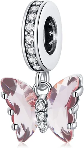 MUNDELL Auténtica plata de ley 925 con colgante de sol, mariposa, corazón, luna, loto y circonita cúbica brillante para pulsera o brazalete original