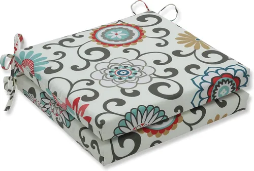 Miniatura 29 de Pillow Perfect Cojín floral brillante para silla de interior/exterior con lazos, 2 unidades, 15.5 x 18.5 pulgadas, azul/naranja Marlow
