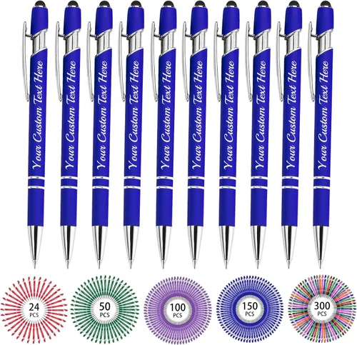Miniatura 89 de Hasta 500 bolígrafos personalizados a granel, bolígrafo grabado personalizado con punta de lápiz capacitivo, carcasa multicolor retráctil, bolígrafo