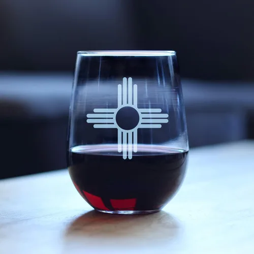 Miniatura 3 de Bevvee Copa de vino sin tallo de la bandera de Nuevo México, decoración con temática del estado y regalos para mujeres y hombres nuevos mexicanos