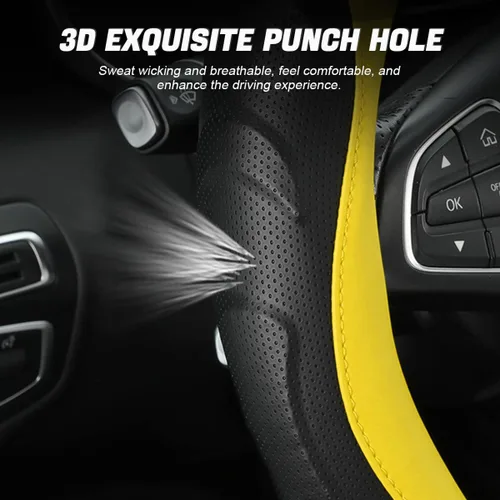 Miniatura 3 de Funda de Volante de Cuero, Protector de Volante de Auto Elástico, Funda de Volante Universal de 15 Pulgadas Antideslizante Transpirable Sin Olor
