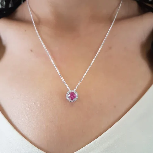Miniatura 4 de Dazzlingrock Collection - Colgante redondo con halo de diamantes blancos (14 K, 0.217in), oro blanco