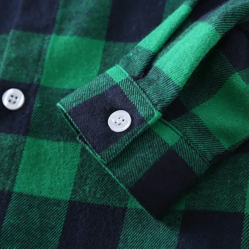 Miniatura 7 de Yinggeli Camisas a cuadros para niños y niñas, camisas de vestir de franela de manga larga con botones 2T - 8T