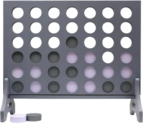 Miniatura 20 de Juego gigante 4 en una fila para familia y adultos – Tailgating Pros Jumbo de madera gris cuatro en una fila juego de patio para interiores
