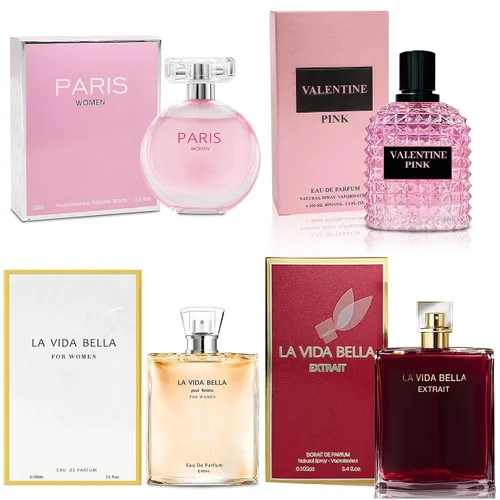 Miniatura 32 de A CENTER Juego de 4 perfumes para mujer – Set de regalo de fragancia floral con vainilla, almizcle y cítricos Eau De Pafume 3.5 onzas líquidas