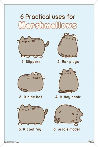 Miniatura 13 de Trends International Pusheen - Póster de pared de malvavisco, 14.725 x 22.375 pulgadas, versión enmarcada de madera de granero