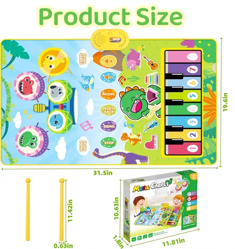 Miniatura 4 de Juguetes para bebés de 0 a 6 meses, tapete musical de dinosaurio Montessori Sensor Juguetes de 1 año de edad, juguetes sensoriales de aprendizaje