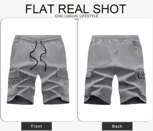 Miniatura 8 de JMIERR Pantalones cortos de sarga para hombre con cordón de algodón clásico elástico con 6 bolsillos