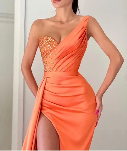 Miniatura 3 de Vestidos de fiesta de sirena sin tirantes 2023, vestidos de noche formales con cuentas y cuello en V, vestidos de fiesta para mujer