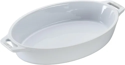 Miniatura 4 de STAUB Juego de 4 sartenes de cerámica para hornear, cacerola con tapa, sartén para brownies, color blanco