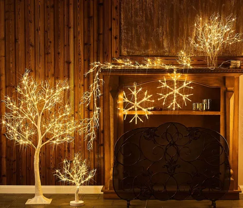 Miniatura 3 de LITBLOOM Guirnalda iluminada con temporizador, 120 luces LED de 6 pies, guirnalda decorativa con luces que funciona con pilas para interiores