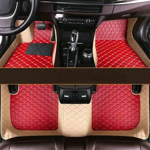 Miniatura 13 de Alfombrillas de cuero personalizadas para automóvil, personalizadas, para camión, sedán, cupé y SUV, revestimientos de lujo con diamantes (beige)