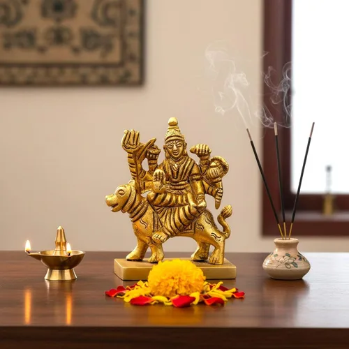 Miniatura 3 de LOVENSPIRE Estatua de diosa Lakshmi de latón macizo para Pooja (3.5 pulgadas) – Ídolo de la deidad espiritual india para decoración de mandir