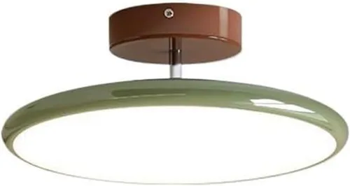 Miniatura 5 de Round Semi Flush Mount Ceiling Light Retro Adjustable Three Color Temperature Eye Protection Indoor Lamp for Bedroom Office Kitchen Living Yellow