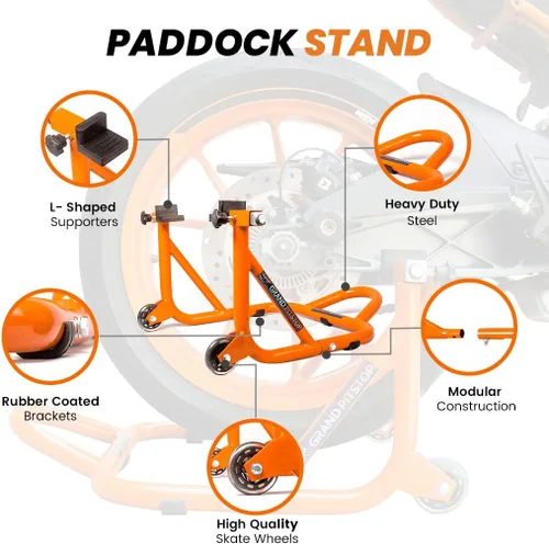 Miniatura 3 de GRAND PITSTOP Soporte para motocicleta, soporte de elevación de paddock para rueda trasera con horquilla y bobina de basculante, capacidad