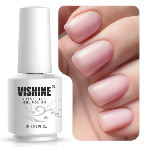 Miniatura 26 de Vishine 15ml de esmalte de uñas en gel blanco lechoso transparente, color desnudo, con acabado de gel de cristal, para quitar con lámpara UV o LED