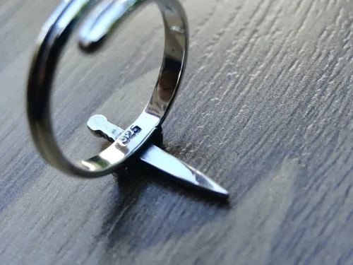Miniatura 8 de Anillo de espada de plata de ley 925, banda de daga, ajuste abierto, joyería unisex