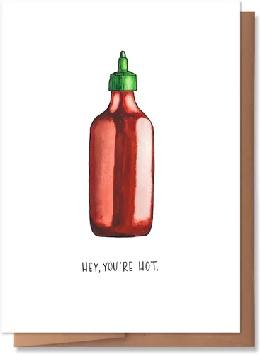 Wunderkid Hey You're Hot - Tarjeta divertida para el día de San Valentín, tarjeta de cumpleaños de amor para él, su novio y novia (1 tarjeta