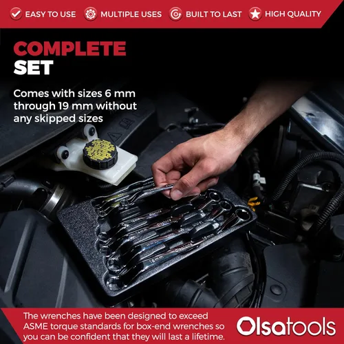 Miniatura 4 de Olsa Tools Juego de llaves de desplazamiento de extractor de pernos - Kit de removedor de sujetadores redondeados de 7 piezas - Diseño métrico