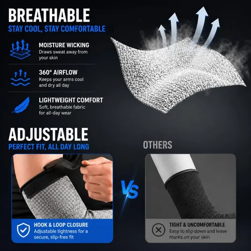 Miniatura 3 de Mangas de brazo resistentes a cortes para hombres y mujeres, protectores de brazo para piel fina y moretones para jardinería, agricultura, patio