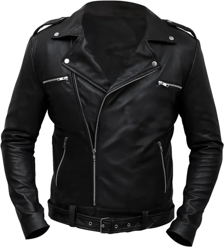Miniatura 2 de Mens Motorcycle Leather Jacket Black - Real Lambskin Asymmetrical Rider Jacket for Bikers Genuine Leather