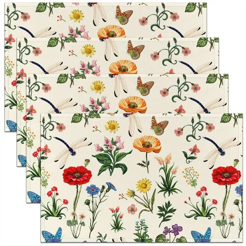Miniatura 9 de Juego de 4 manteles individuales con diseño de hongos salvajes, acuarela, plantas naturales, decoración de plantas, para niños, adolescentes