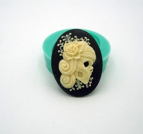 Findings Stop Molde de silicona de marca Punk Skeleton Cameo flexible para manualidades, joyería, resina, álbumes de recortes, arcilla polimérica