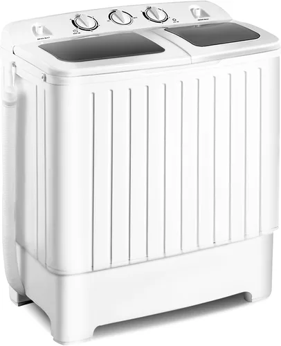 Miniatura 10 de RELAX4LIFE Lavadora y centrifugadora portátil de 20 libras de capacidad, temporizador, mini lavadora y secadora semiautomática para apartamento
